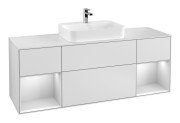 Тумба під раковину Villeroy & Boch Finion 160х50,1 см із підсвічуванням МДФ білий матовий лак/скло біле матове F451MTMT