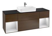 Тумба под раковину Villeroy & Boch Finion 160х50,1 см с подсветкой МДФ шпон грецкого ореха/стекло черное матовое F452MTGN
