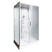 Гидромассажный бокс Vivia TKF 7715 Белый мрамор BG 120х80 профиль сатин/стекло fabric А0048640