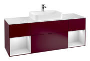 Тумба під раковину Villeroy & Boch Finion 160х50,1 см з підсвічуванням МДФ півонія матовий лак/скло біле матове G451MTHB