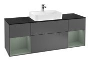 Тумба под раковину Villeroy & Boch Finion 160х50,1 см с подсветкой МДФ антрацит матовый лак/стекло черное матовое G452GMGK