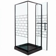 Душова кабіна Insana Berta 1212 90x90 см профіль чорний/прозоре з малюнком скло А0048482