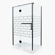 Душова кабіна Insana Venza 121 LN 120х80 см профіль чорний/прозоре з малюнком скло А0048483