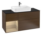 Тумба под раковину Villeroy & Boch Finion 120х50,1 см с подсветкой МДФ шпон грецкого ореха/стекло черное матовое G412PCGN