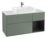 Тумба под раковину Villeroy & Boch Finion 120х50,1 см с подсветкой МДФ оливковый матовый лак/стекло белое матовое F421PDGM