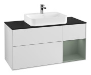 Тумба под раковину Villeroy & Boch Finion 120х50,1 см с подсветкой МДФ белый матовый лак/стекло черное матовое F422GMMT