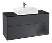 Тумба под раковину Villeroy & Boch Finion 120х50,1 см с подсветкой МДФ темно-синий матовый лак/стекло черное матовое F422HGHG