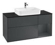Тумба под раковину Villeroy & Boch Finion 120х50,1 см с подсветкой МДФ темно-синий матовый лак/стекло черное матовое F422HGHG