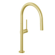 Змішувач для кухні Kludi Reef з висувною лійкою брашоване золото 50851N075