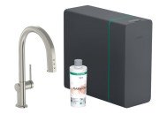 Змішувач для кухні Hansgrohe Aqittura M91 SodaSystem висувний вилив sbox нержавіюча сталь 76838800