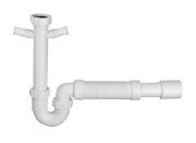 Сифон для кухонної мийки McAlpine 1½х50 з гофротрубою поліпропілен білий HC7-CCFL