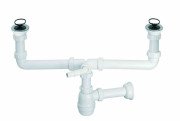 Сифон для кухонної мийки McAlpine подвійний зі зливом хром CDBAWW-P