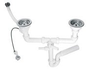 Сифон для кухонної мийки McAlpine подвійний з підключенням до пральної машини HC7HC12-POL2-25