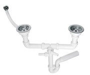 Сифон для кухонной мойки McAlpine двойной с подключением к стиральной машине HC7HC12-POL1-25