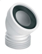 Коліно для унітазу McAlpine під кутом 45° з ущільнювачем L-160 мм поліпропілен білий WC-CON16