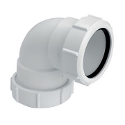 Колено McAlpine 90° с гайками 50х50 мм полипропилен белый 50A-WH