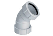 Колено McAlpine 45° с гайками d32 мм полипропилен белый 32B-WH