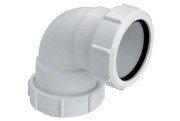 Коліно McAlpine 90° із гайками 40х40 мм поліпропілен білий 40A-WH