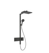 Душевая стойка Hansgrohe Raindance Alive Q 34х21 см 1jet EcoSmart с термостатом черный матовый хром 24581340