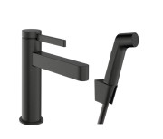 Змішувач для раковини Hansgrohe Finoris з гігієнічним душем чорний матовий хром 76210340
