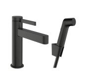 Змішувач для раковини Hansgrohe Finoris з гігієнічним душем чорний матовий хром 76210340