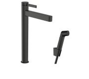 Змішувач для раковини Hansgrohe Finoris з гігієнічним душем чорний матовий хром 76220340