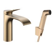 Смеситель для раковины Hansgrohe Vivenis с гигиеническим душем бронза матовая 75210140