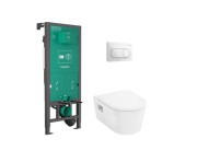 Унитаз подвесной Hansgrohe EluPura Original S 36х54 см с инсталляцией кнопкой и сиденьем с крышкой керамика белый 60302450