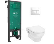 Унітаз підвісний Hansgrohe GladeLake S 36х54 см з інсталяцією кнопкою та сидінням з кришкою кераміка білий 60301450