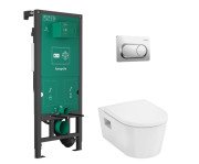 Унітаз підвісний Hansgrohe EluPura Original S 36х54 см з інсталяцією кнопкою та сидінням з кришкою кераміка білий 60302000