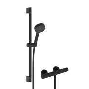 Термостат для душу Hansgrohe Ecostat Fine із душовим гарнітуром Activera Select S чорний матовий 28876670