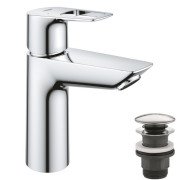Змішувач для раковини Grohe BauLoop M-Size з натискним донним клапаном хром 23886001