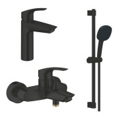 Комплект смесителей для ванной Grohe Eurosmart 3 в 1 с душевым набором черный матовый UA123246M243