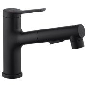 Змішувач для раковини Kroner KRP Edelstahl Klassisch-SCH030-T з висувною лійкою чорний CV032497