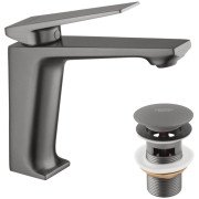 Смеситель для раковины Kroner KRP Ersel-GRP0111BV с донным клапаном графит CV035469