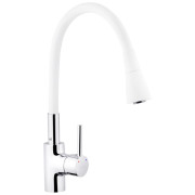 Змішувач для кухні Kroner KRP Kuche-C031WHI з гнучким виливом хром/білий CV024335
