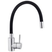 Смеситель для кухни Kroner KRP Edelstahl Klassisch-ESG035BLK с гибким изливом никель/черный CV024353