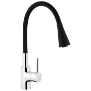 Змішувач для кухні Kroner KRP Kuche-C031BLK з гнучким виливом хром/чорний CV024338