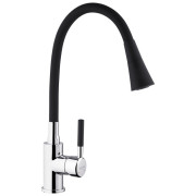 Змішувач для кухні Kroner KRP Kuche-C132BLK з гнучким виливом хром/чорний CV033126