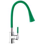 Смеситель для кухни Kroner KRP Kuche-C132GRN с гибким изливом хром/зеленый CV033130