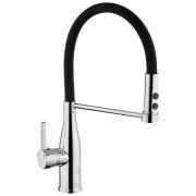 Смеситель для кухни Kroner KRP Ersel-C03111BLK с гибким изливом хром/черный CV033804