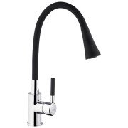 Смеситель для кухни Kroner KRP Kuche-C132BLK с гибким изливом хром/черный CV033126