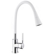 Смеситель для кухни Kroner KRP Kuche-C132WHI с гибким изливом хром/белый CV033128