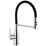 Смеситель для кухни Kroner KRP Ersel-C03111BLK с гибким изливом хром/черный CV033804