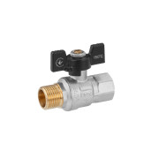 Кран кульовий Kroner KN-06/6 ½'' ВН PN40 метелик латунь нікельована CV033207