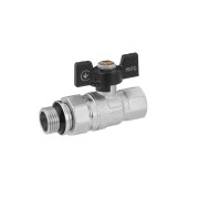 Кран-американка шаровой прямой Kroner KN-06/15 ½'' ВН PN40 бабочка латунь никелированная CV033220