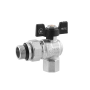 Кран-американка шаровой угловой Kroner KN-06/19 ½'' ВН PN40 бабочка латунь никелированная CV033223