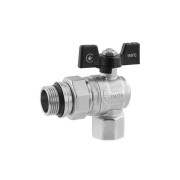 Кран-американка кульовий кутовий Kroner KN-06/20 ¾'' ВН PN40 метелик латунь нікельований CV033224