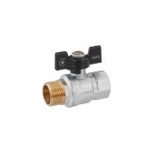 Кран шаровый Kroner KN-06/4 ¾'' ВН PN40 бабочка латунь никелированная CV033210