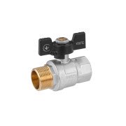 Кран шаровый Kroner KN-06/2 1'' ВН PN40 бабочка латунь никелированная CV033212